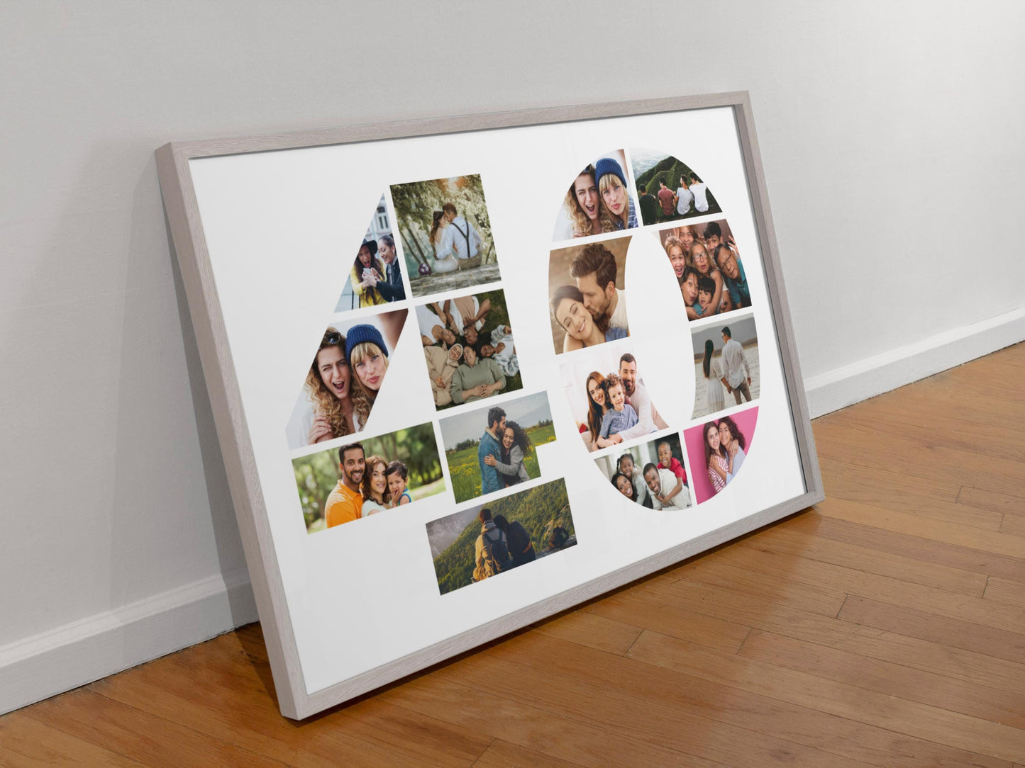 Custom Birthday Photo Collage Gift Print - Digital Print - 40th Birthday Print - 40 Photo Collage - Birthday Photo Print