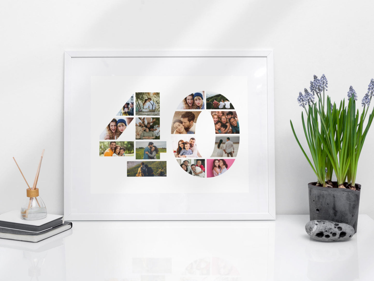 Custom Birthday Photo Collage Gift Print - Digital Print - 40th Birthday Print - 40 Photo Collage - Birthday Photo Print