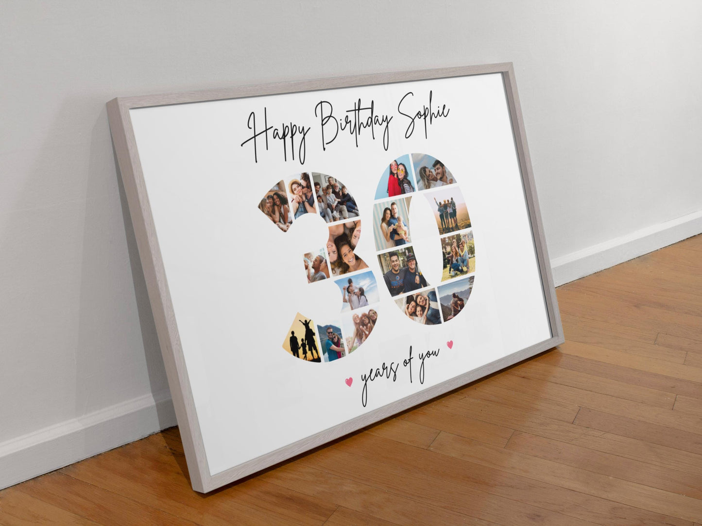 Custom Birthday Photo Collage Gift Print - Digital Print - 30th Birthday Print - 30 Photo Collage - Birthday Photo Print