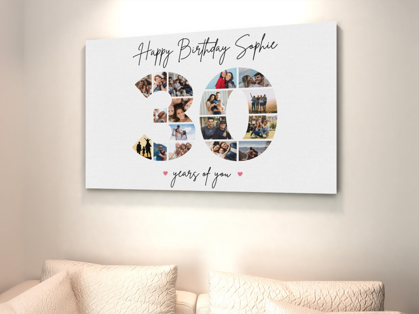 Custom Birthday Photo Collage Gift Print - Digital Print - 30th Birthday Print - 30 Photo Collage - Birthday Photo Print