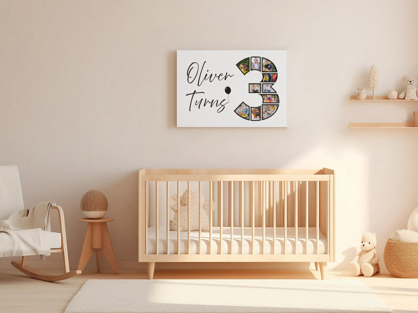 Custom 3rd Birthday Photo Collage - Digital 3rd Birthday Print - 3rd Birthday Gift - 3rd Birthday Photo Collage - Turns 3 Photo Collage