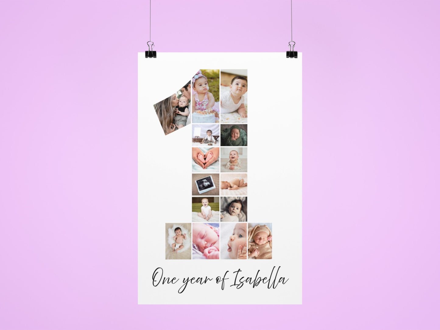 1st Birthday Photo Collage | 1 Photo Digital Print | Personalised First Birthday Gift | 1st Birthday Display | 1st Birthday Party | Canva