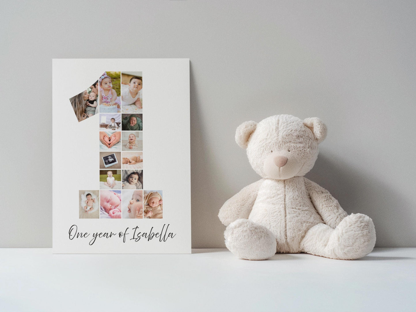 1st Birthday Photo Collage | 1 Photo Digital Print | Personalised First Birthday Gift | 1st Birthday Display | 1st Birthday Party | Canva