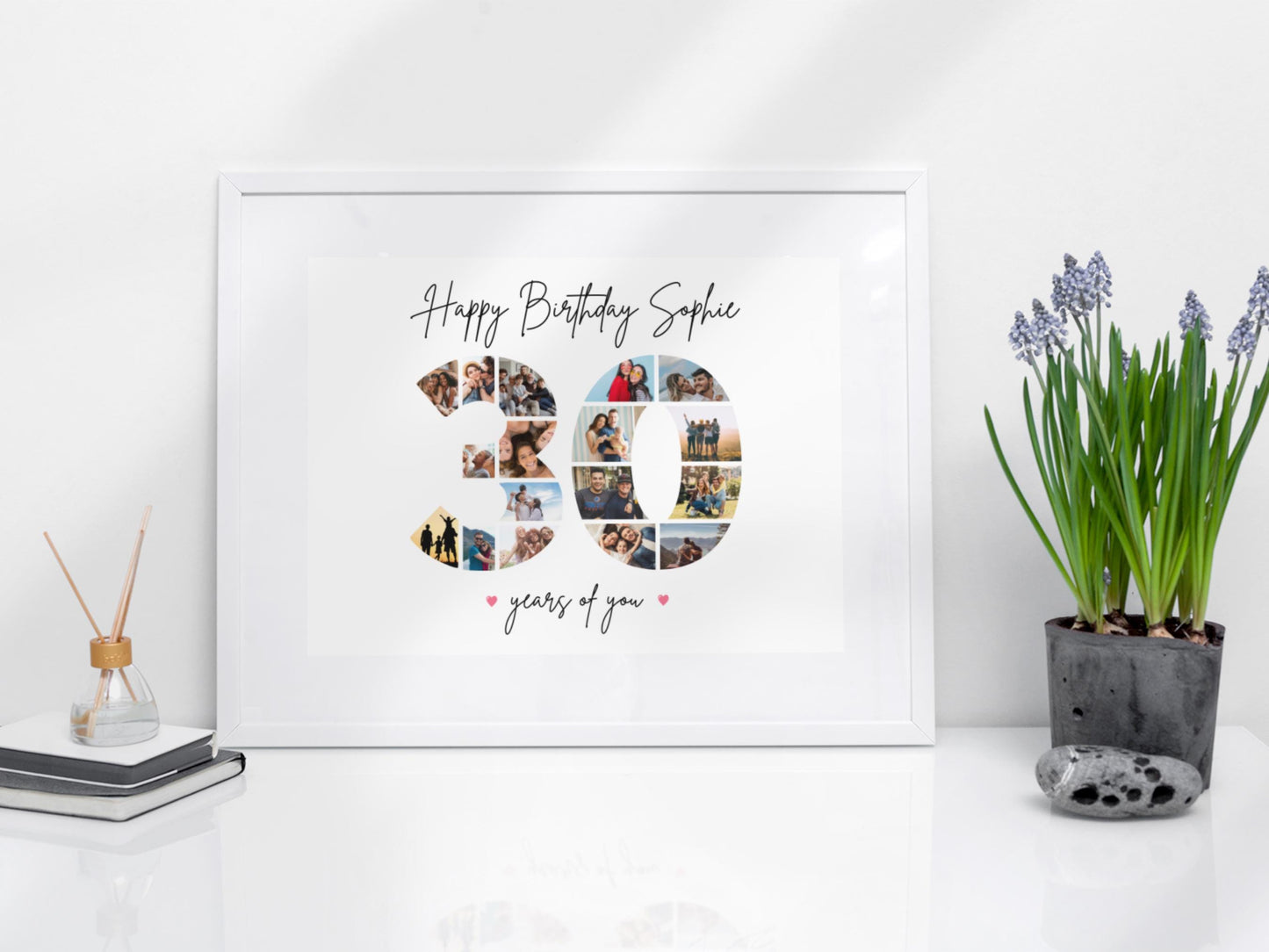 Custom Birthday Photo Collage Gift Print - Digital Print - 30th Birthday Print - 30 Photo Collage - Birthday Photo Print
