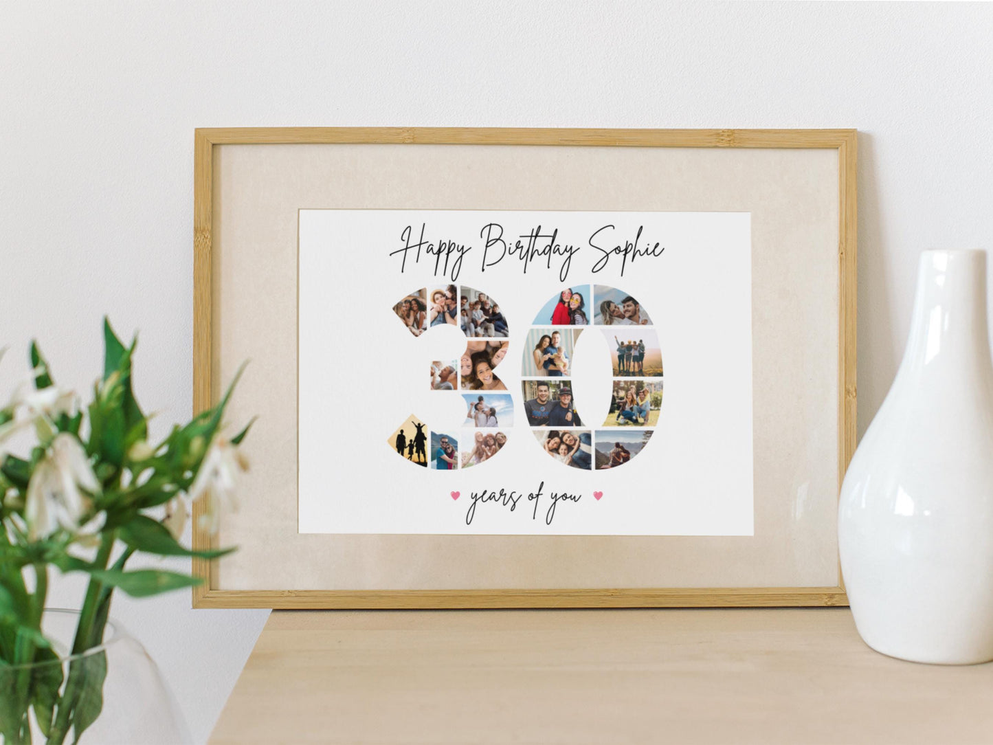 Custom Birthday Photo Collage Gift Print - Digital Print - 30th Birthday Print - 30 Photo Collage - Birthday Photo Print