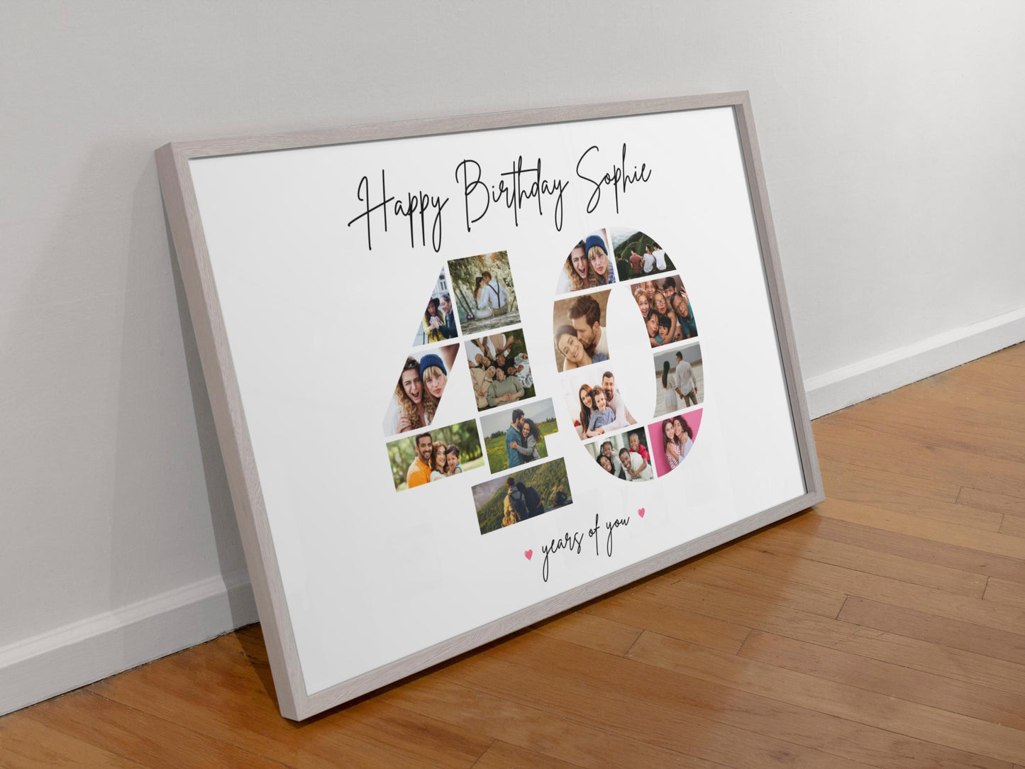 Custom Birthday Photo Collage Gift Print - Digital Print - 40th Birthday Print - 40 Photo Collage - Birthday Photo Print