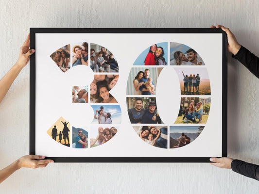 Custom Birthday Photo Collage Gift Print - Digital Print - 30th Birthday Print - 30 Photo Collage - Birthday Photo Print - 30th Gift