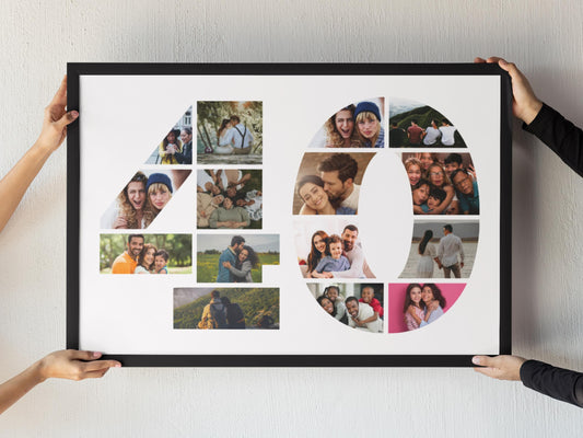 Custom Birthday Photo Collage Gift Print - Digital Print - 40th Birthday Print - 40 Photo Collage - Birthday Photo Print
