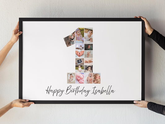 Custom 1st Birthday Photo Collage - Digital 1st Birthday Print - 1st Birthday Gift - 1st Birthday Photo Collage - 1st Birthday Template