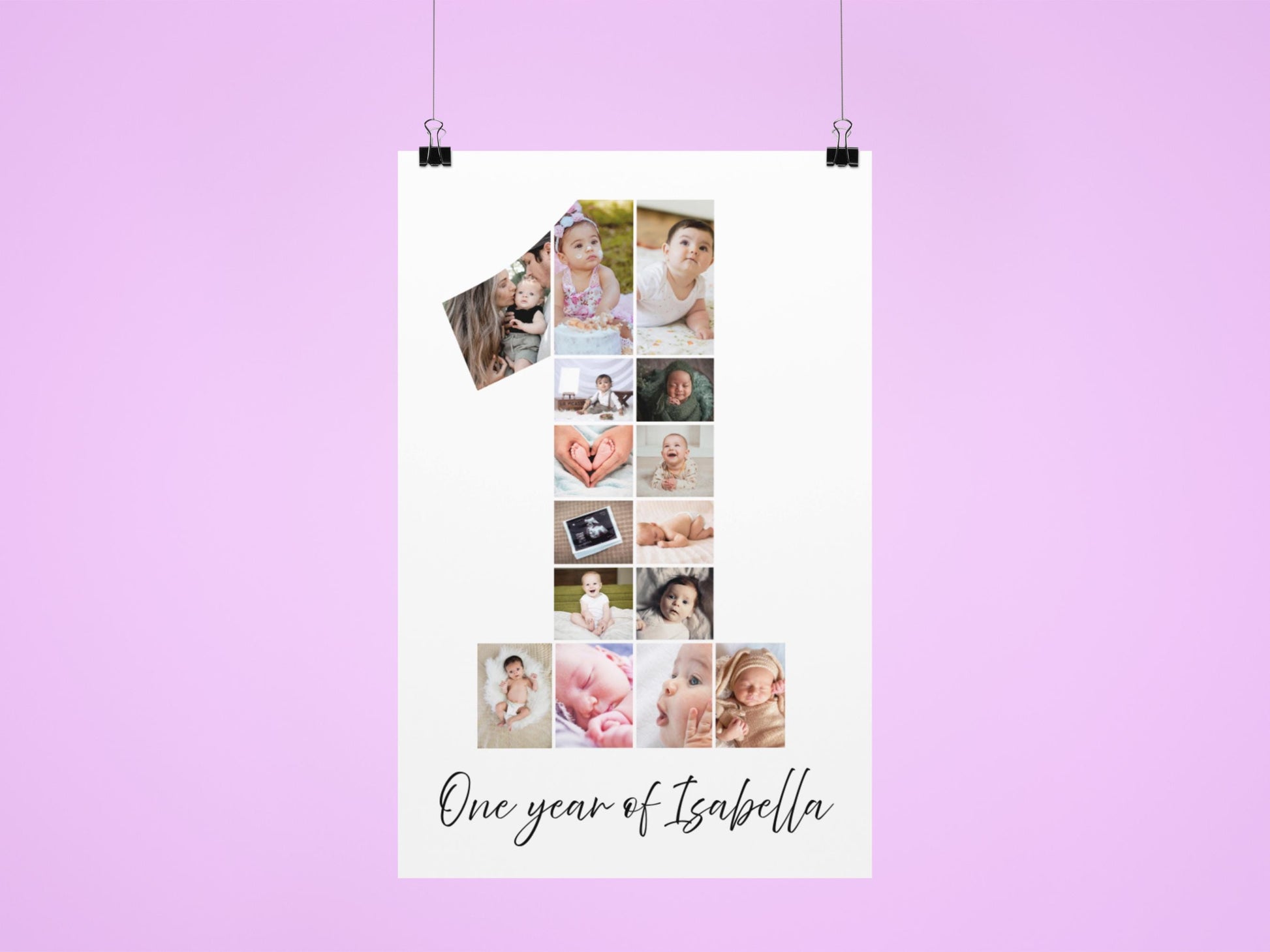 1st Birthday Photo Collage | 1 Photo Digital Print | Personalised First Birthday Gift | 1st Birthday Display | 1st Birthday Party | Canva
